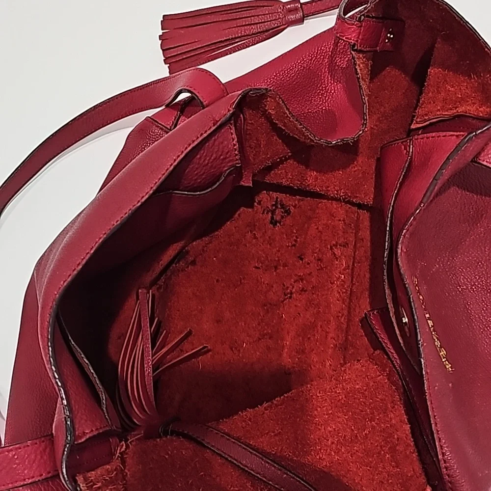 Michael Kors Large Pebbled Red Leather  Handbag Tote Spacious - Picture 10 of 12
